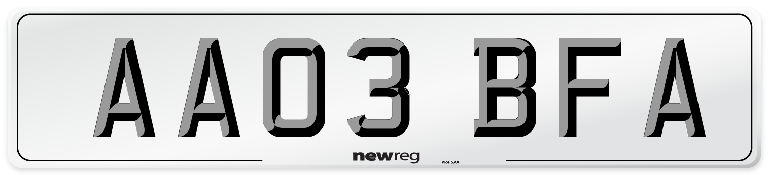 AA03 BFA Number Plate from New Reg